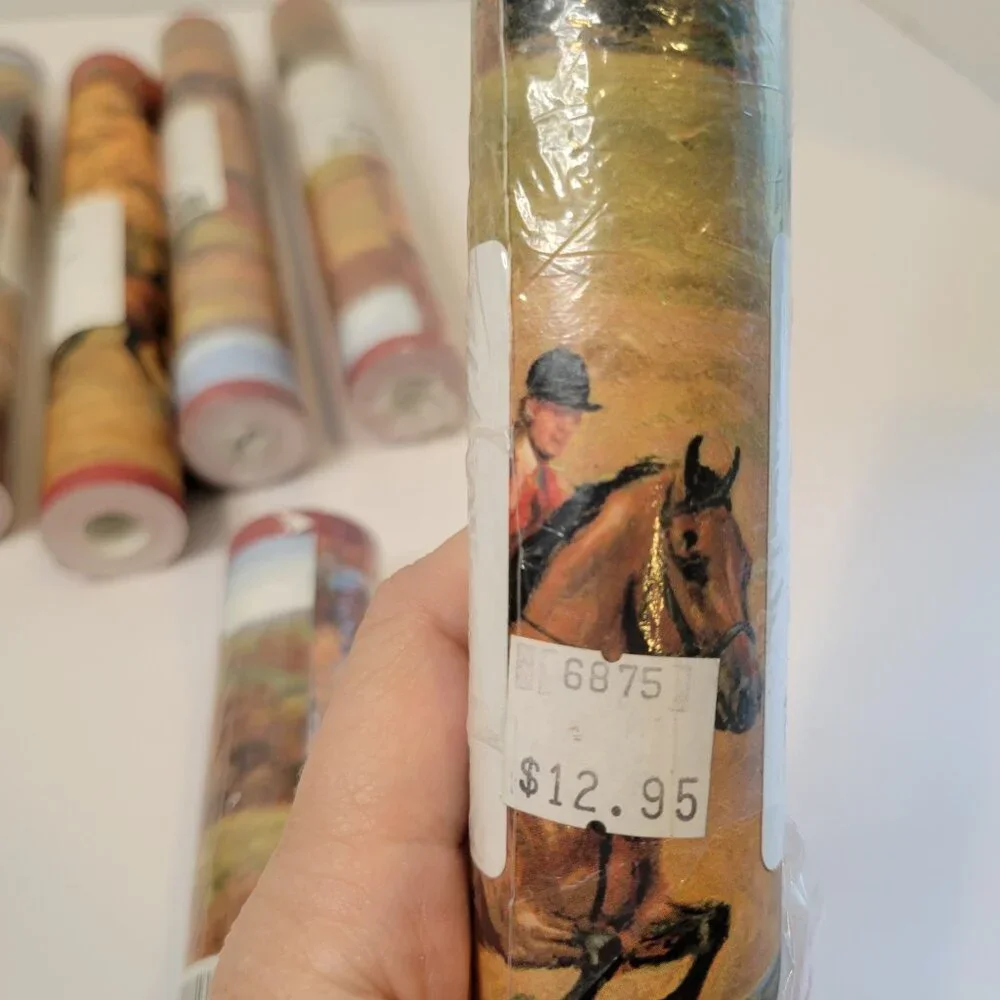 Vintage Horse Equestrian Jumper Wallpaper Border Lot of 6 5 Yards Each Roll NEW